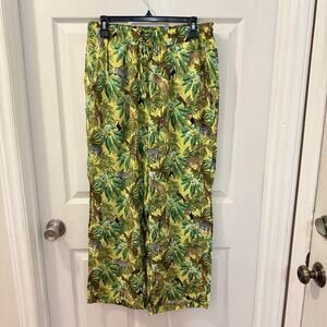 Jane + Delancey safari jungle animal palm print pull on trouser‎ lounge pants Lg